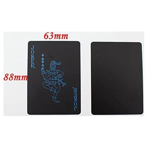Anself 54Pcs Fine-quality Plastic PVC Poker Waterproof Black Playing Cards Creative Gift Practical Magic Poker Gaming Cards