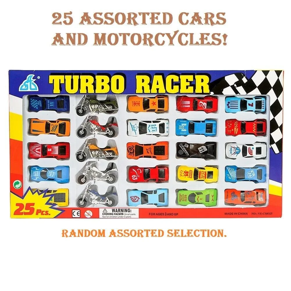 Diecast Car and Motorcycle Set Turbo Racer (25 Pieces) Plastic