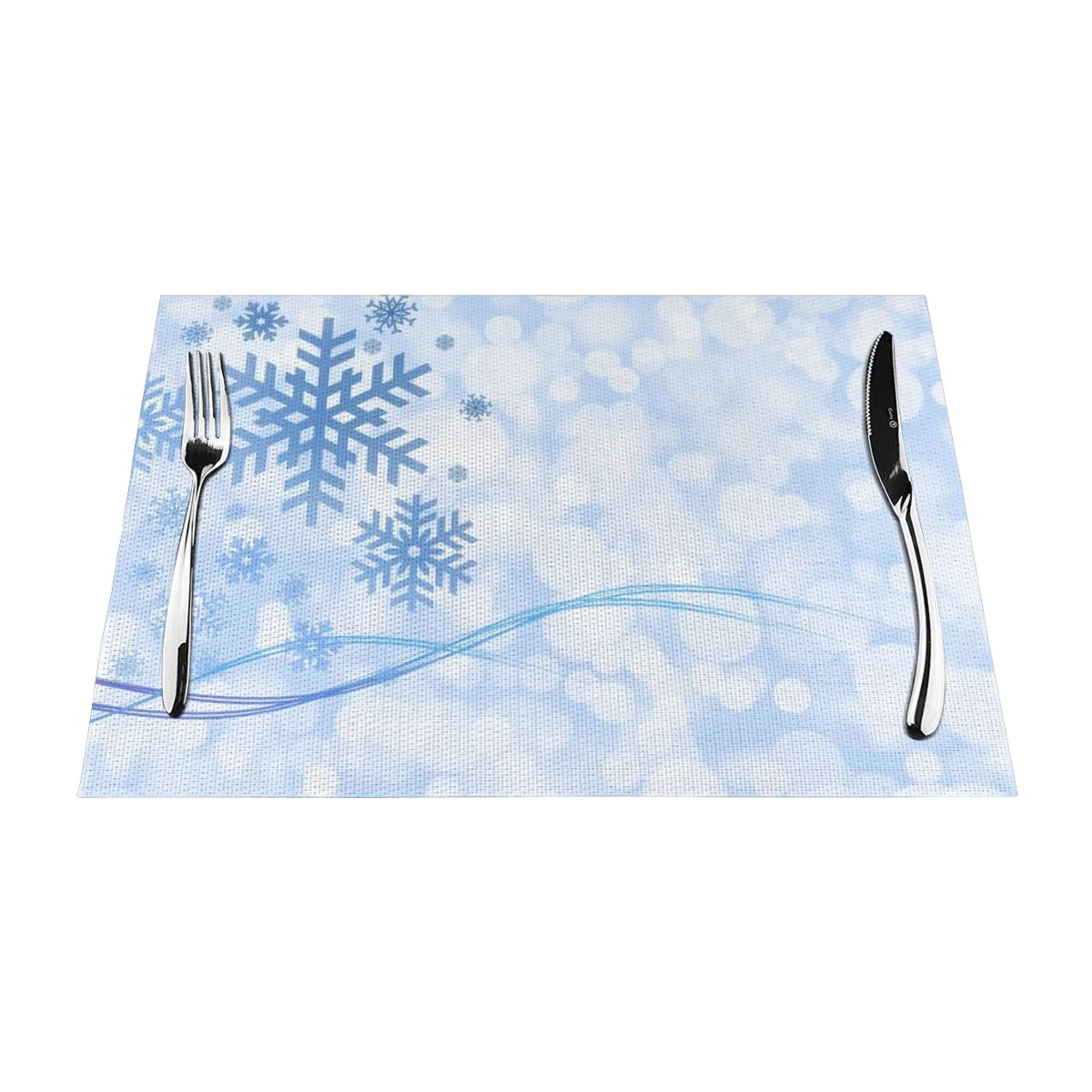 XMXY Woven Placemats Set of 6 PCS, Snow Crystals Cold Winter Table Mats Washable Heat Resistant Placemats