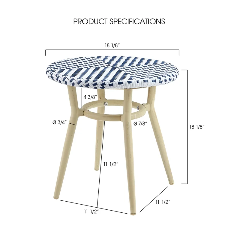 Furniture of America Dakie Aluminum 3pc Patio Kids Chair and Table Set in Navy