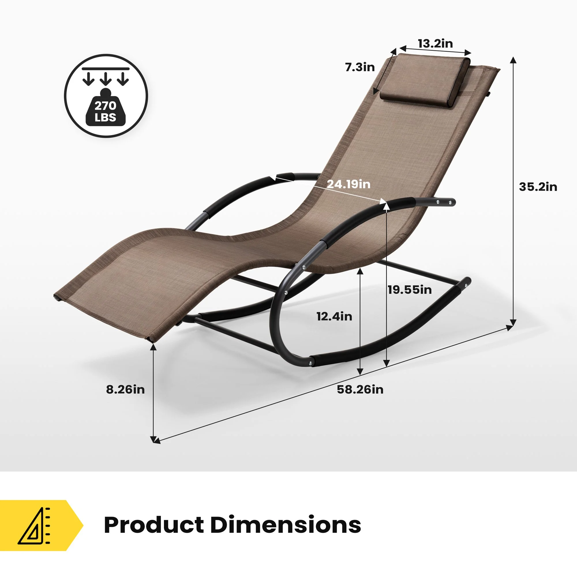 Cloud Fly Outdoor Lounge Rocking Chair Set of 2 - Patio Lounge Chair Comfortable and Stylish Rocking Sunlonger for Relaxation, Sunbathing, and Napping - Modern Design for Patio, Garden, Living Room