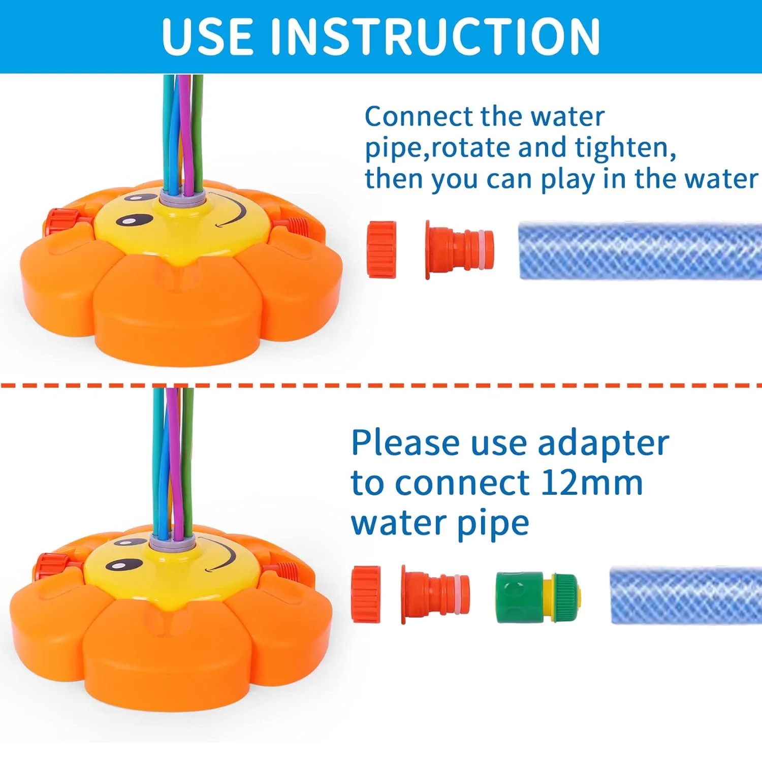 SALYWEE Water Sprinkler Summer Backyard Beach Toys Sunflower With Rubber Tubes Spray Water Toys For Outdoor Indoor Garden Spining Toys