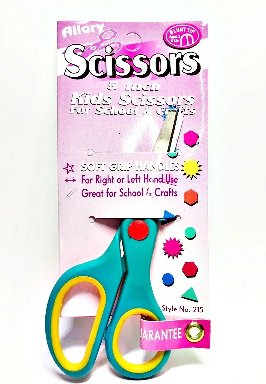 Lot of 2 Allary #215 Blunt Tip Kids Scissors for School & Crafts, 5 Inch, Green