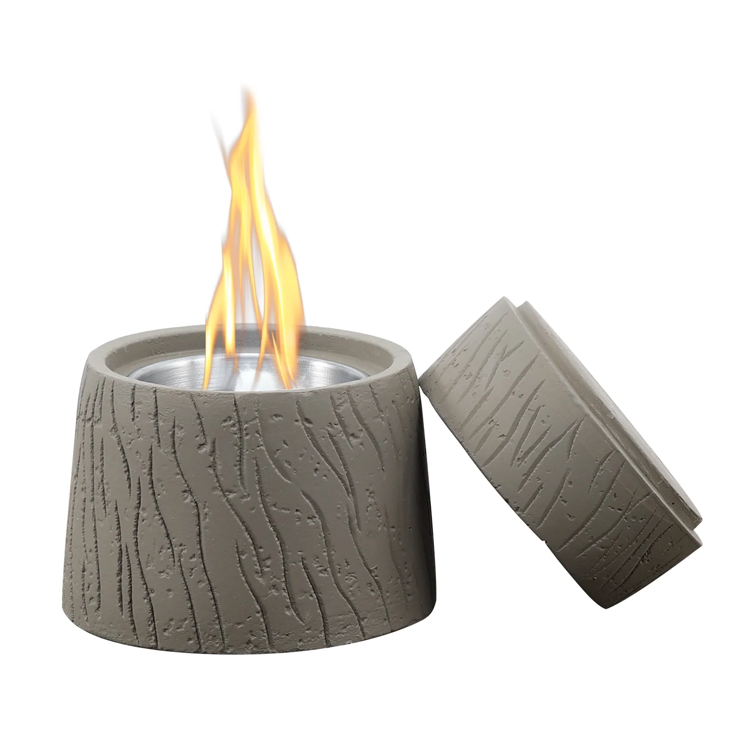 Aoodor Portable Tabletop Fire Pit - Indoor/Outdoor Concrete Mini Fireplace for Balcony and Patio Decor