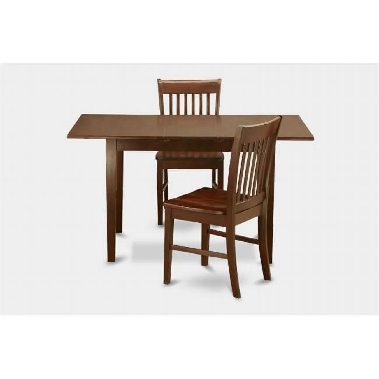 Norfolk 3PC Set with rectangular table featured 12 in Leaf and 2 wood seat chairs