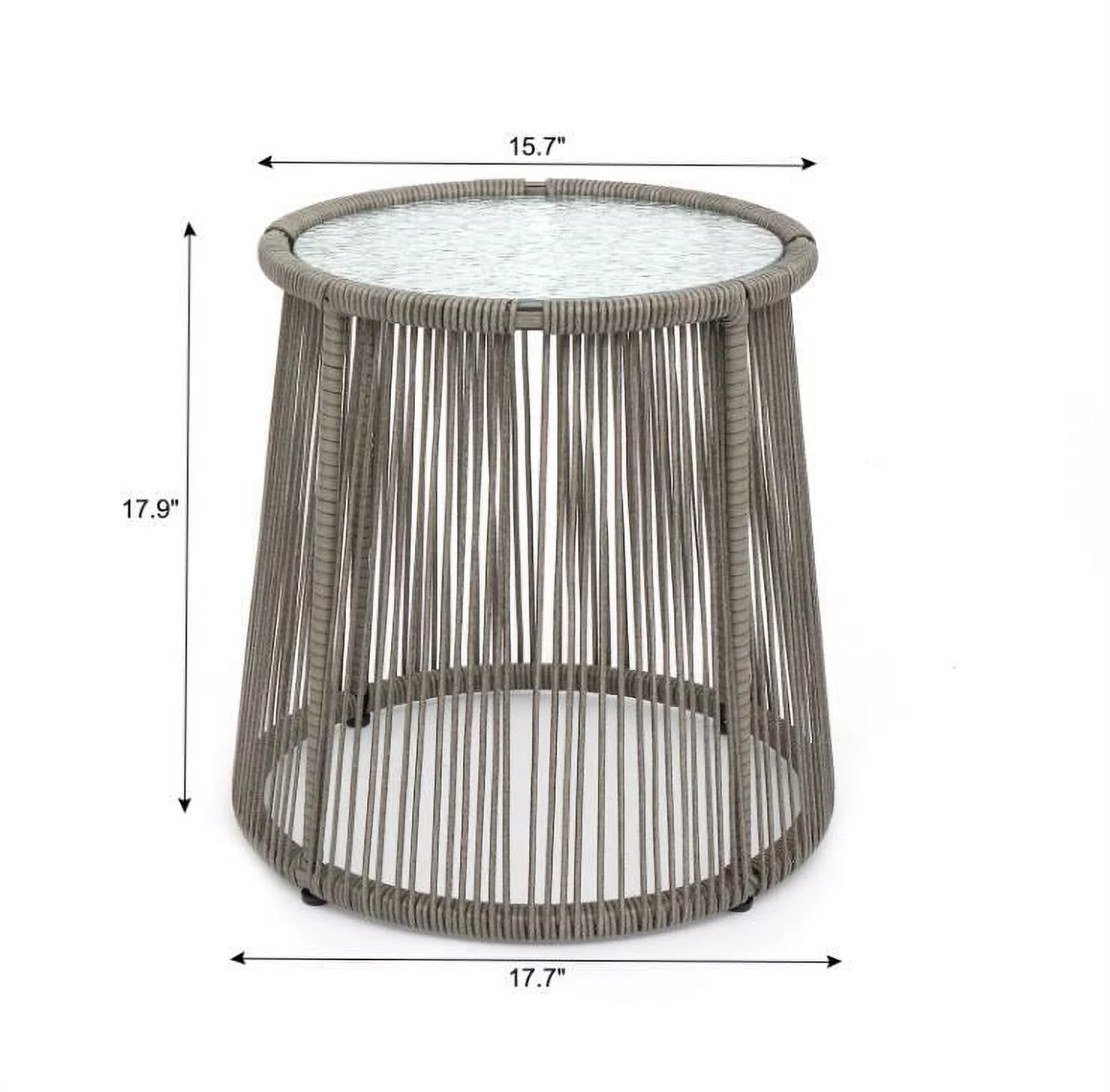 3pcs Patio Wicker Conversation Bistro Set 2 Chairs & Side Table & Cushions Gray