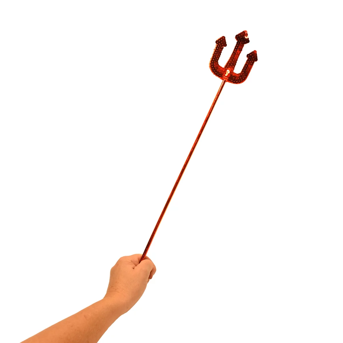 Red Devil Sequin Pitchfork Trident Wand Cosplay Staff Halloween Party Costume Accessory