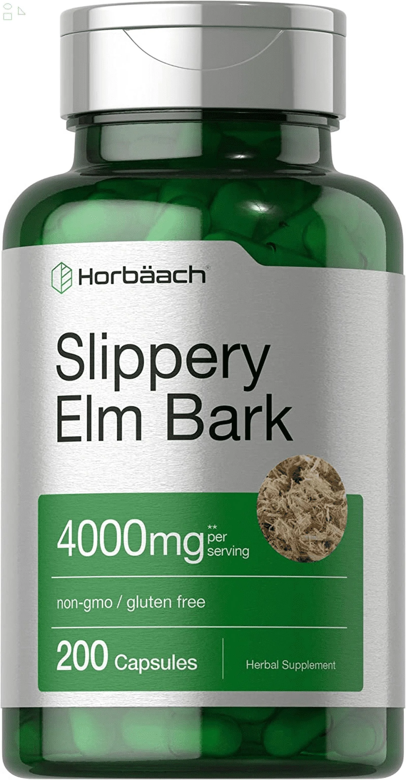 Slippery Elm Bark Capsules | 200 Count | Non-Gmo & Gluten Free