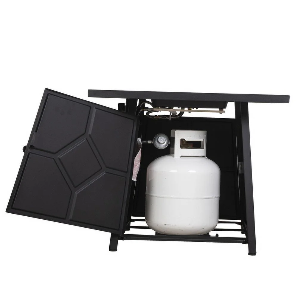 Buumin 40,000 BTU Steel Propane Gas Fire Pit Table With Steel lid, Weather Cover