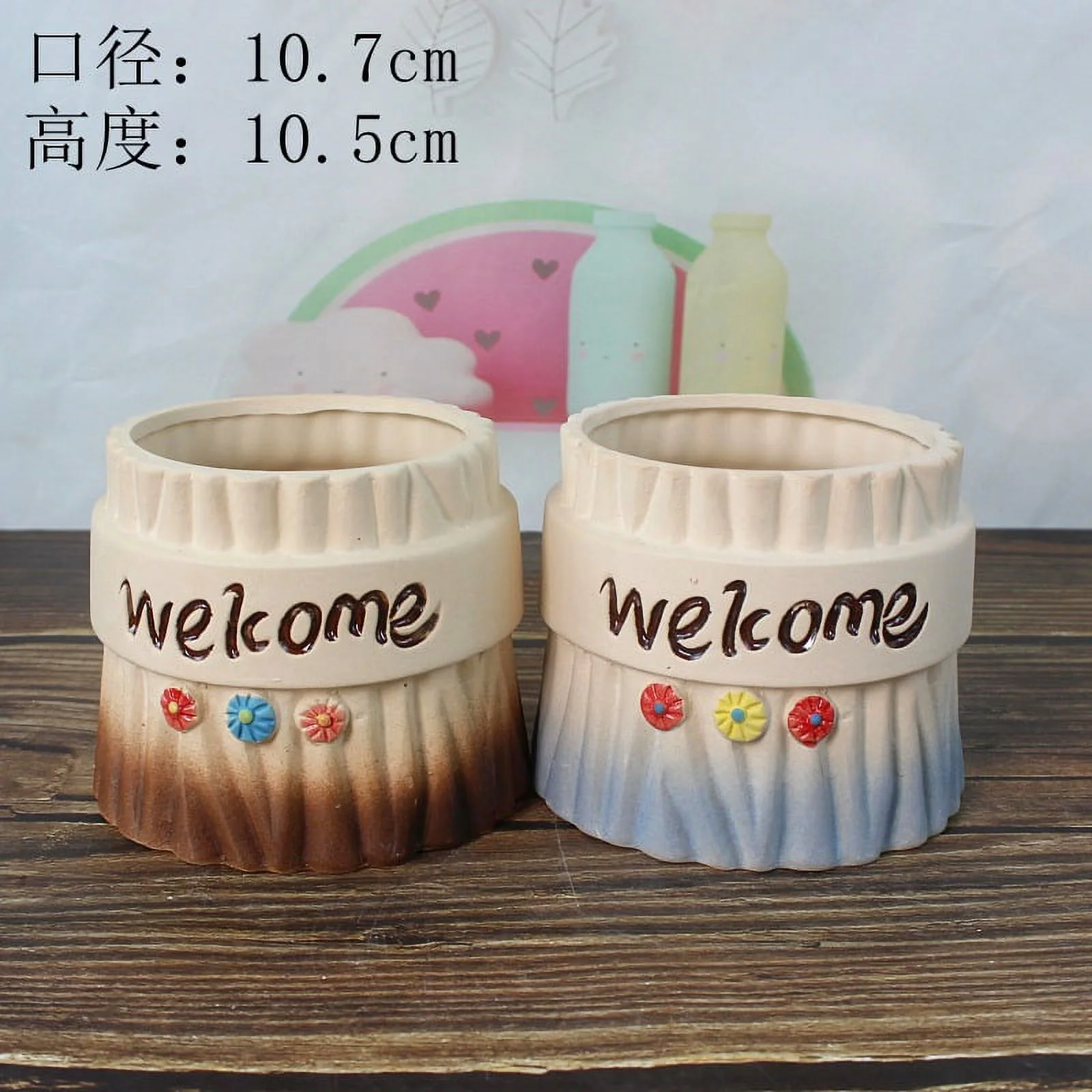 LivNxt Creative Ceramic Succulent Planter - Hand-Painted Rough Pottery, Old Stump Planter for Greenery