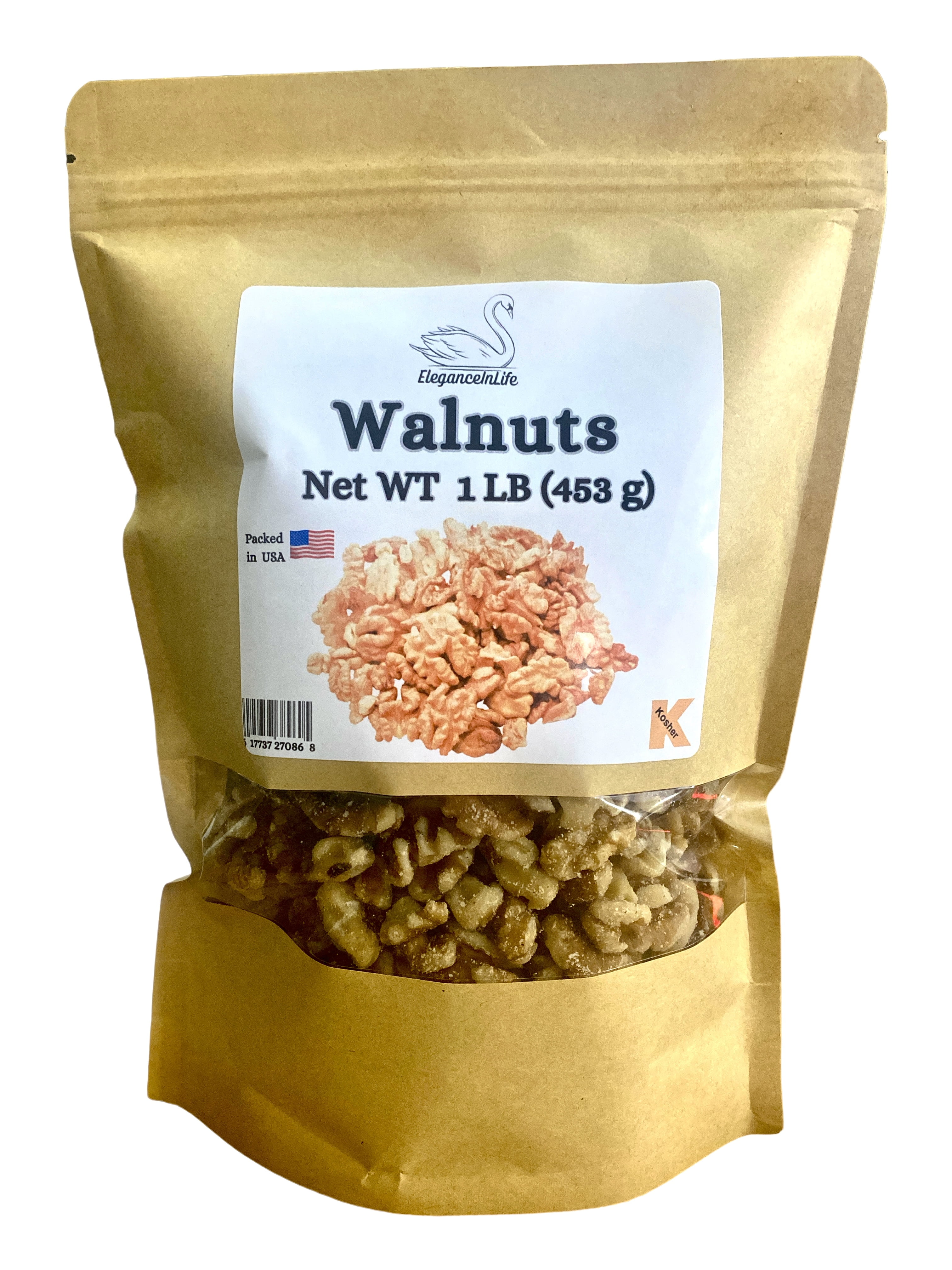 EleganceInLife Walnuts 1 LB 453g  Fresh , Packed in USA Pack of 1