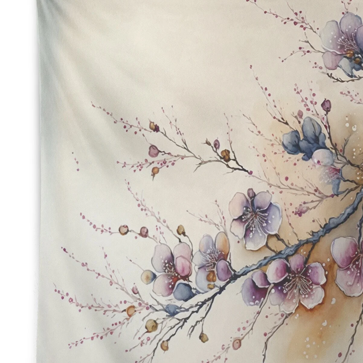 DESIGN ART Designart 'Pink And Plum Cherry Blossom Branch I' Tree Cherry Blossom Wall Tapestry 39 in. x 32 in.