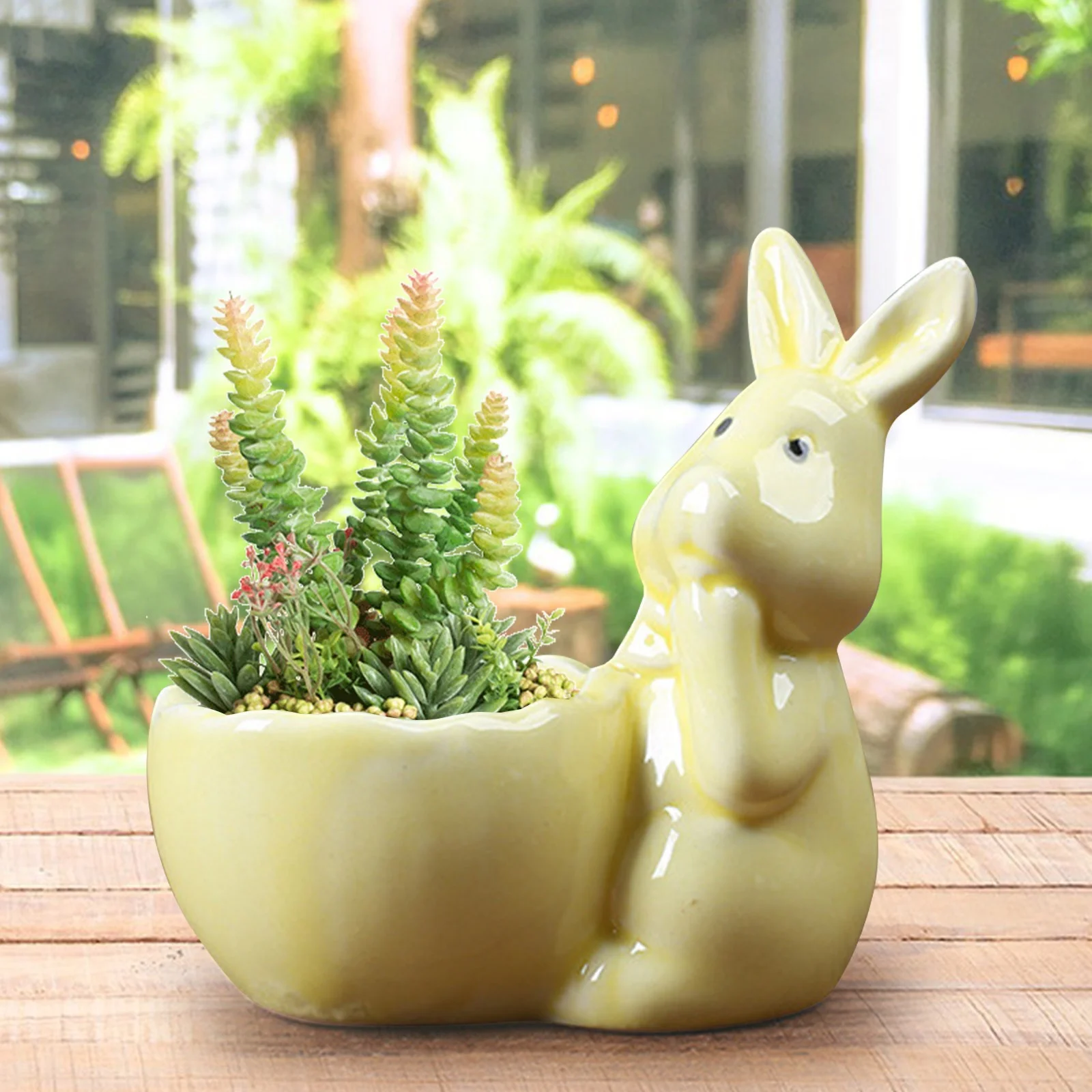 Easter Rabbit Mini Ceramic Succulent Pots Thumb Flower Pots For Small And Decorative Objects Flower Cages for Porch round Flower Pot Cover Flower Pot Moulds for Concrete Animal Flower