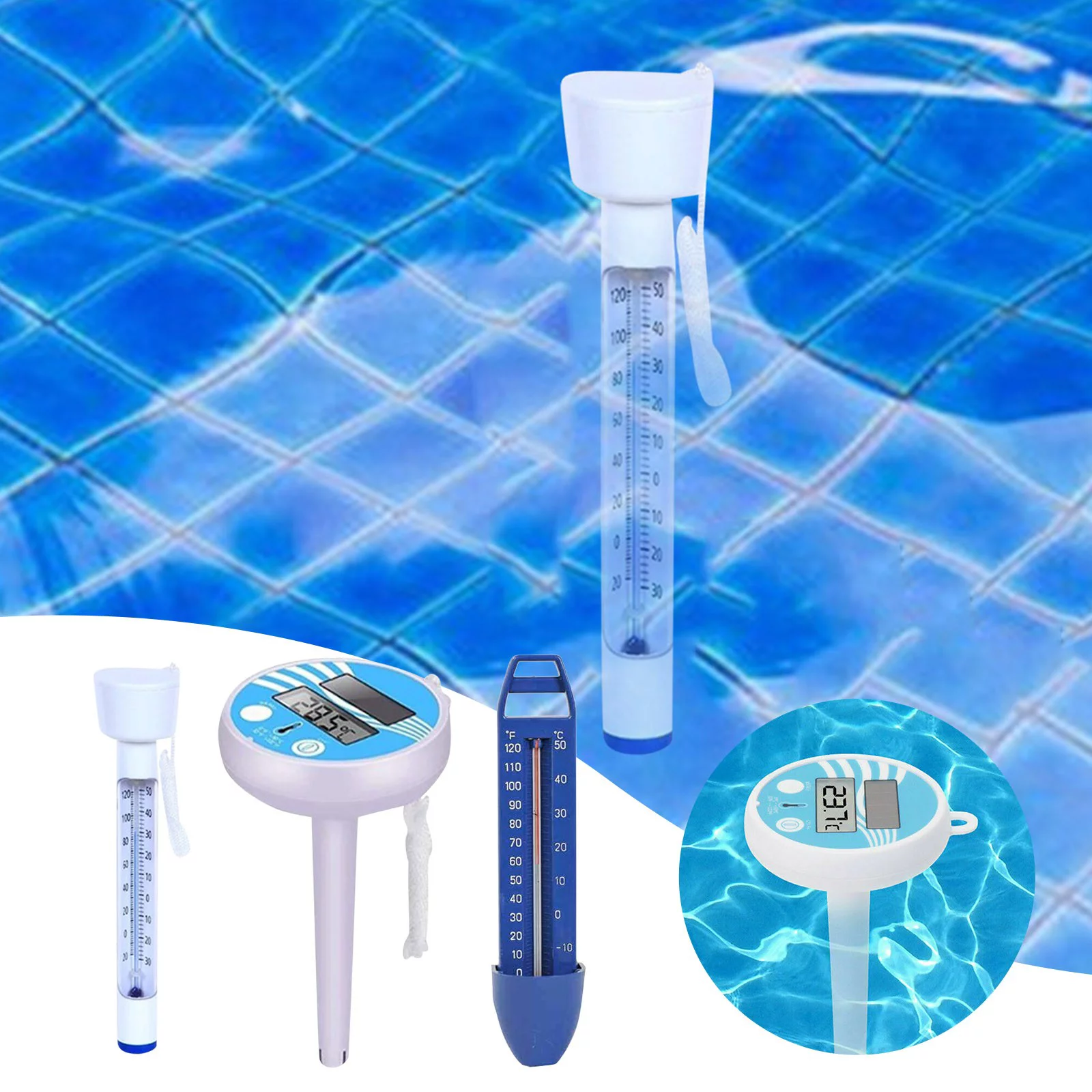Bbyt Thermometer 1 Pcs Floating Pool Pool Supplies Pool with Tether Blue Measures Water Temperature Pools Spas Hot Tubs 15Ml The Design Is Simple And innovative, And Beautiful And Generous