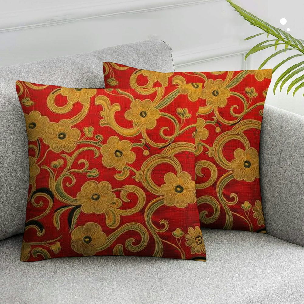 Acheng Throw Pillows Cover Red Pattern Oriental Chinese New Year Cherry Blossom Holidays Flower Floral Plum Dragon Traditional Cushion Case for Fall Home Decor,2 Pcs White
