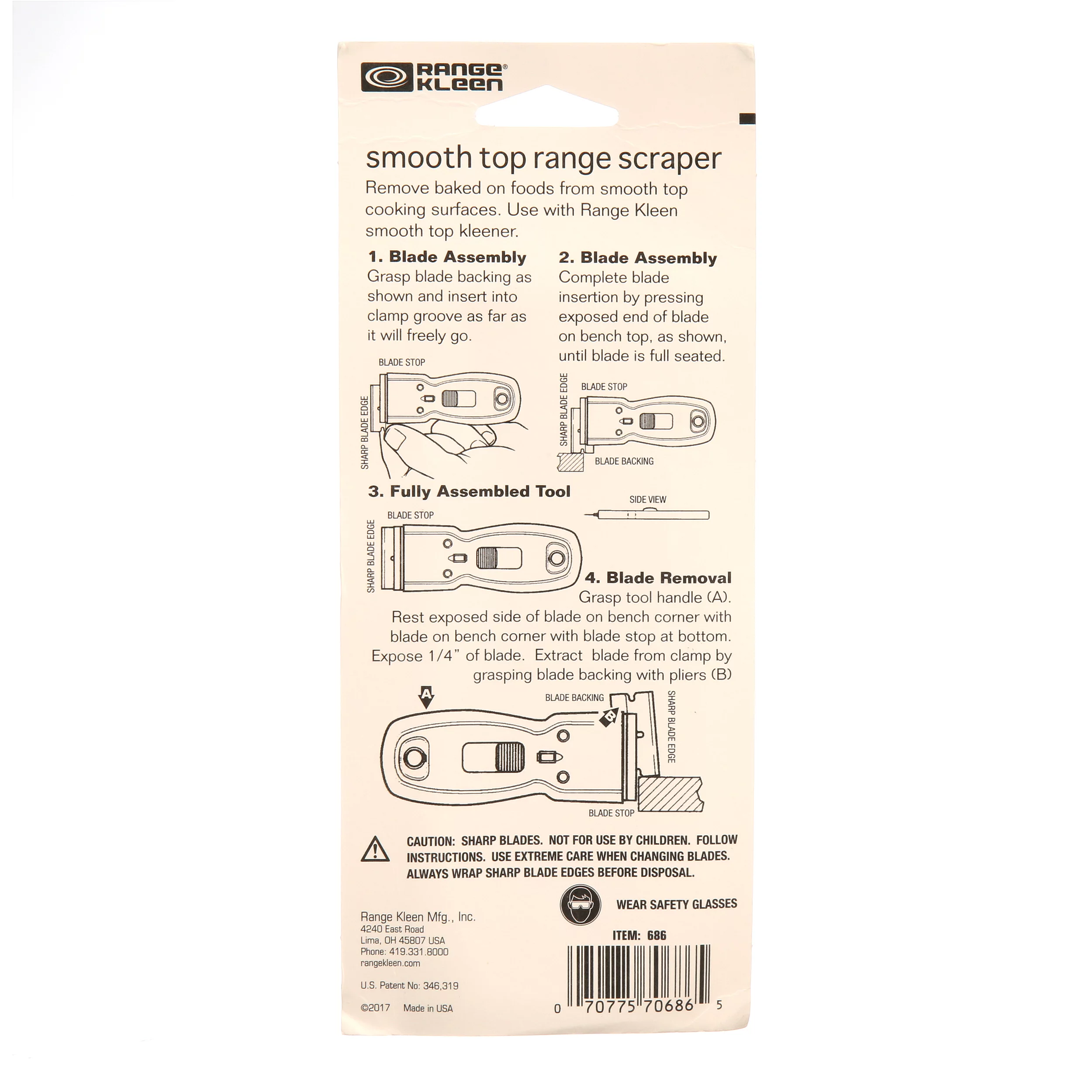 Range Kleen Smooth Top Scraper, Metal