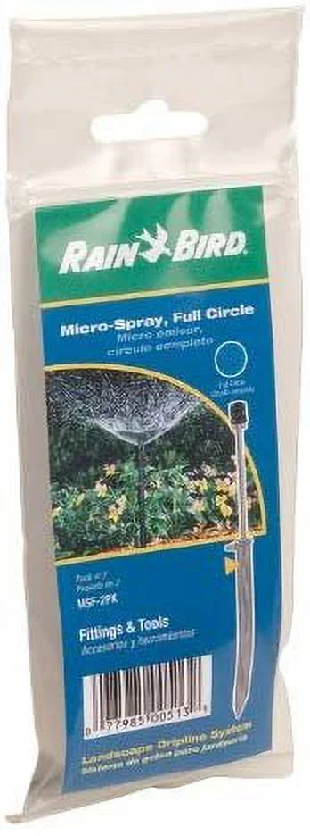 Rain Bird MSF2PKS Drip Irrigation 10-32 Threaded Micro-Spray Nozzle, 360 Full Circle Pattern, 0 - 13.5' Spray Distance, 2-Pack