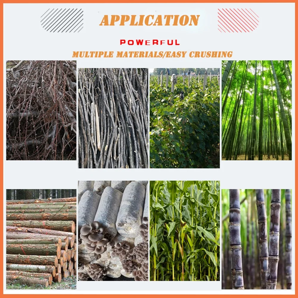 Techtongda 220V Hand Pushed Wood Crusher Branch Crusher Twig Shredder Straw Landscaping Shredder