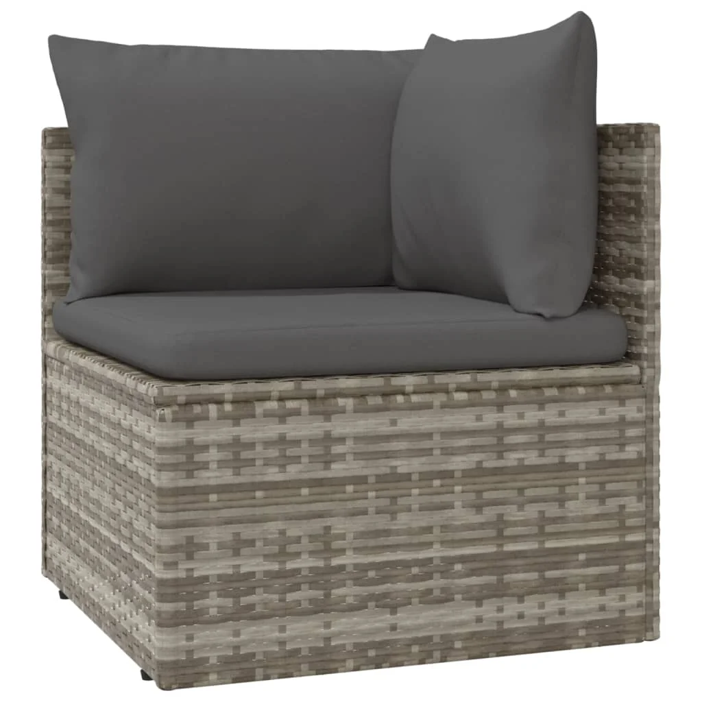 Tomshoo 5 Piece Patio Set with Cushions Gray Poly Rattan