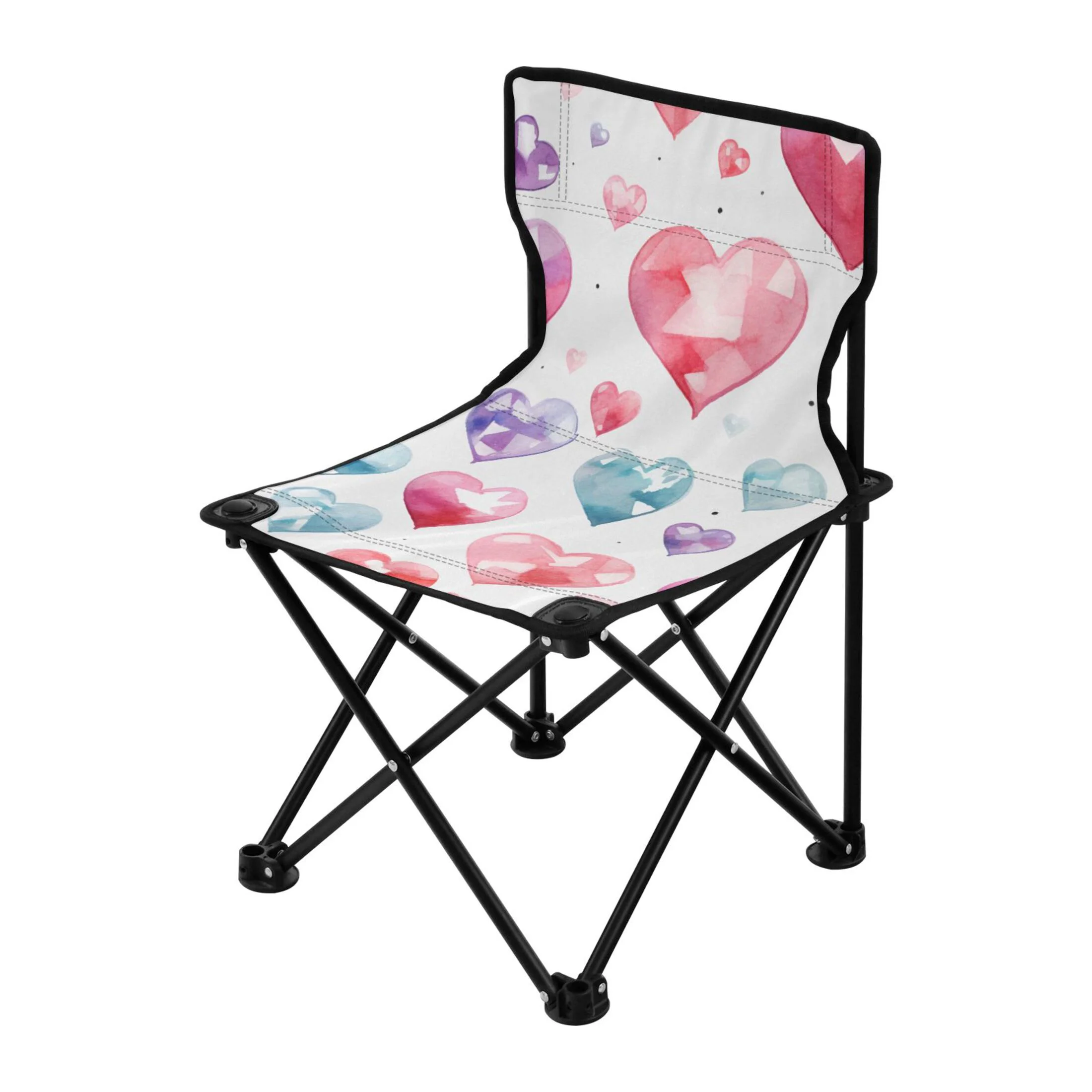Valentine Love Hearts Portable Camping Chair Outdoor Folding Beach Chair Fishing Chair Lawn Chair with Carry Bag Support to 220LBS