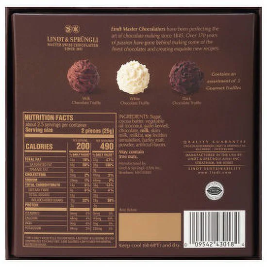 Lindt Gourmet Chocolate Truffles Gift Box, 2.8 oz.