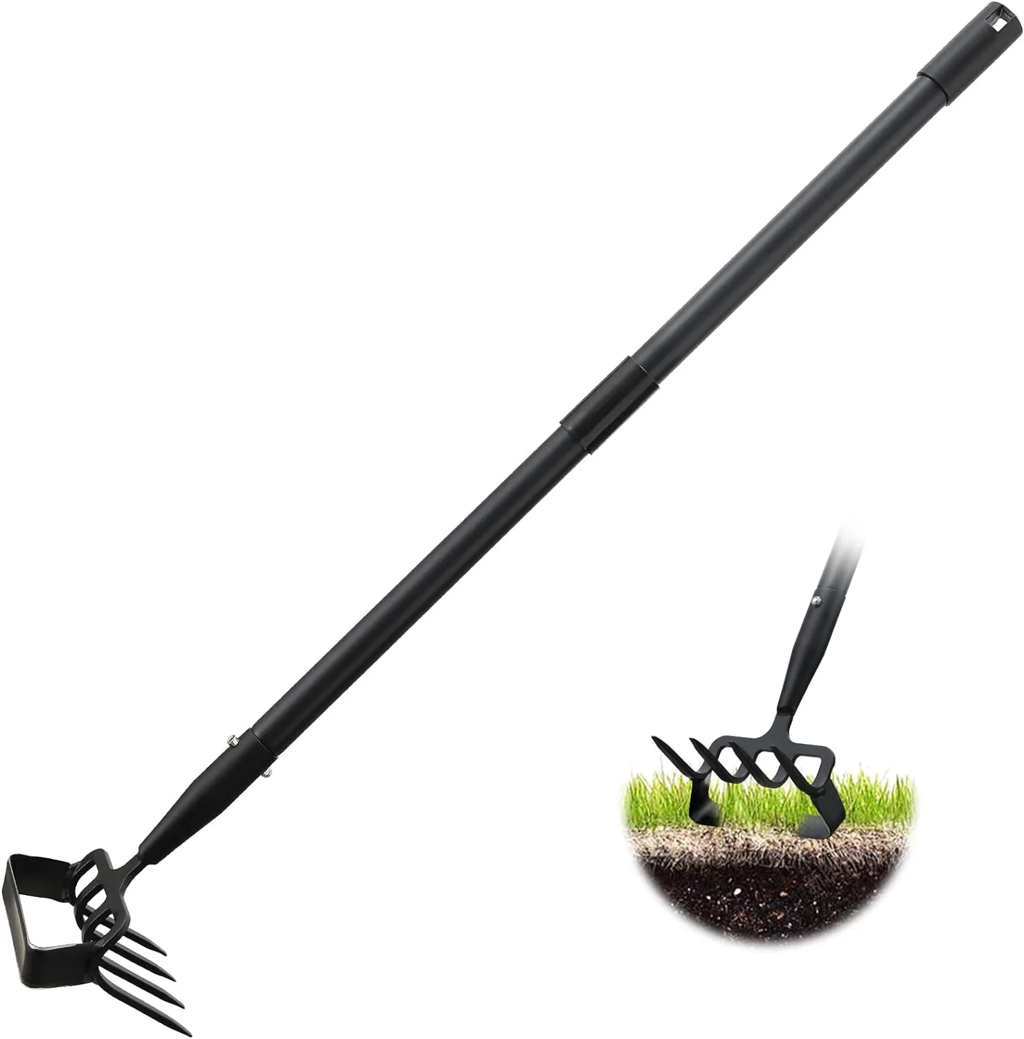Stirrup Hoe and Cultivator, Heavy Duty Scuffle Garden Hoe with 73Inch Adjustable Handle for Weeding,Digging, Loosening Soil
