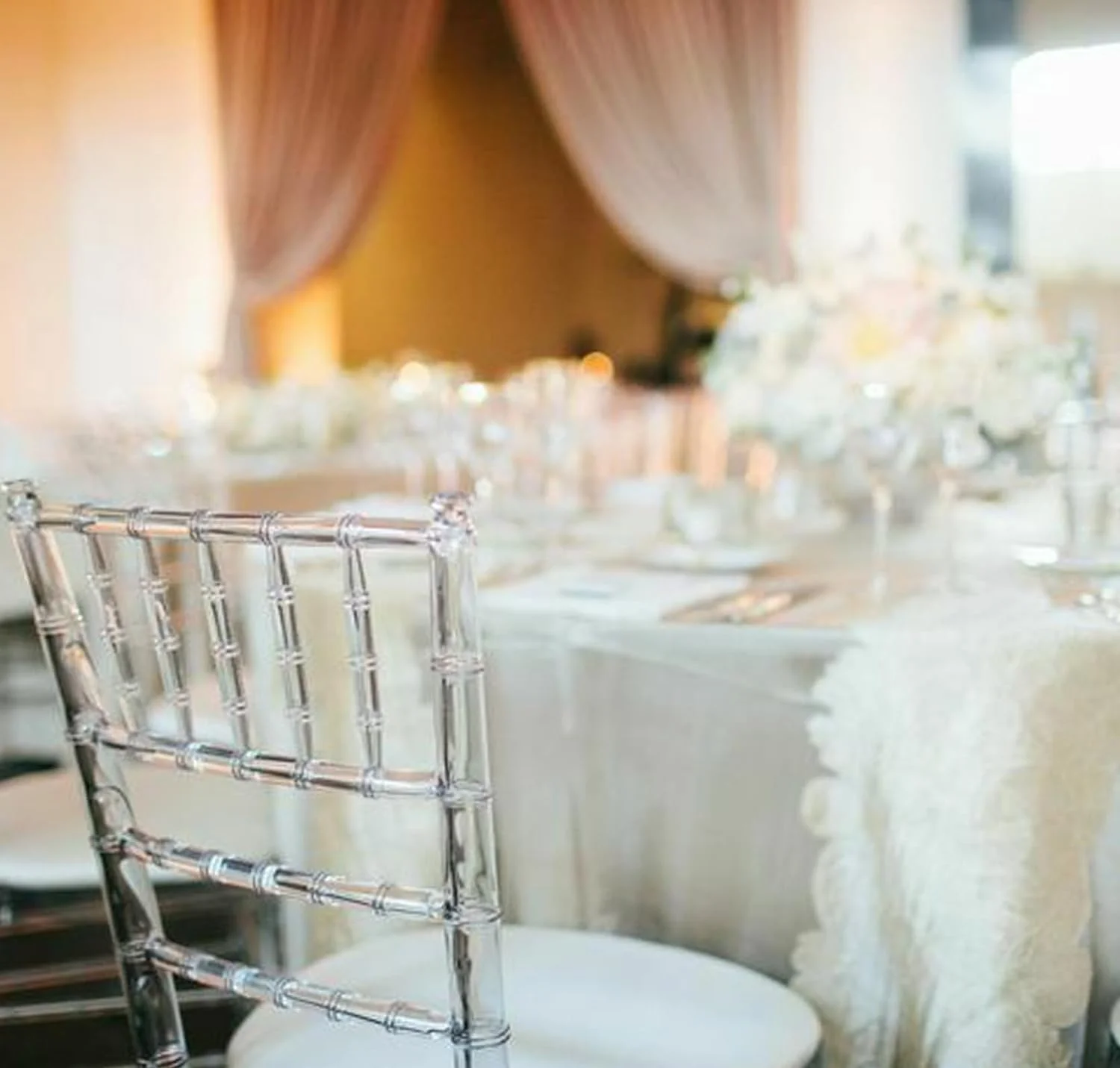 Set of 4 Clear Crystal Chairs, Chiavari Chairs, Resin Transparent Stacking Dining Chairs for Weddings, Banquets, Events, Party