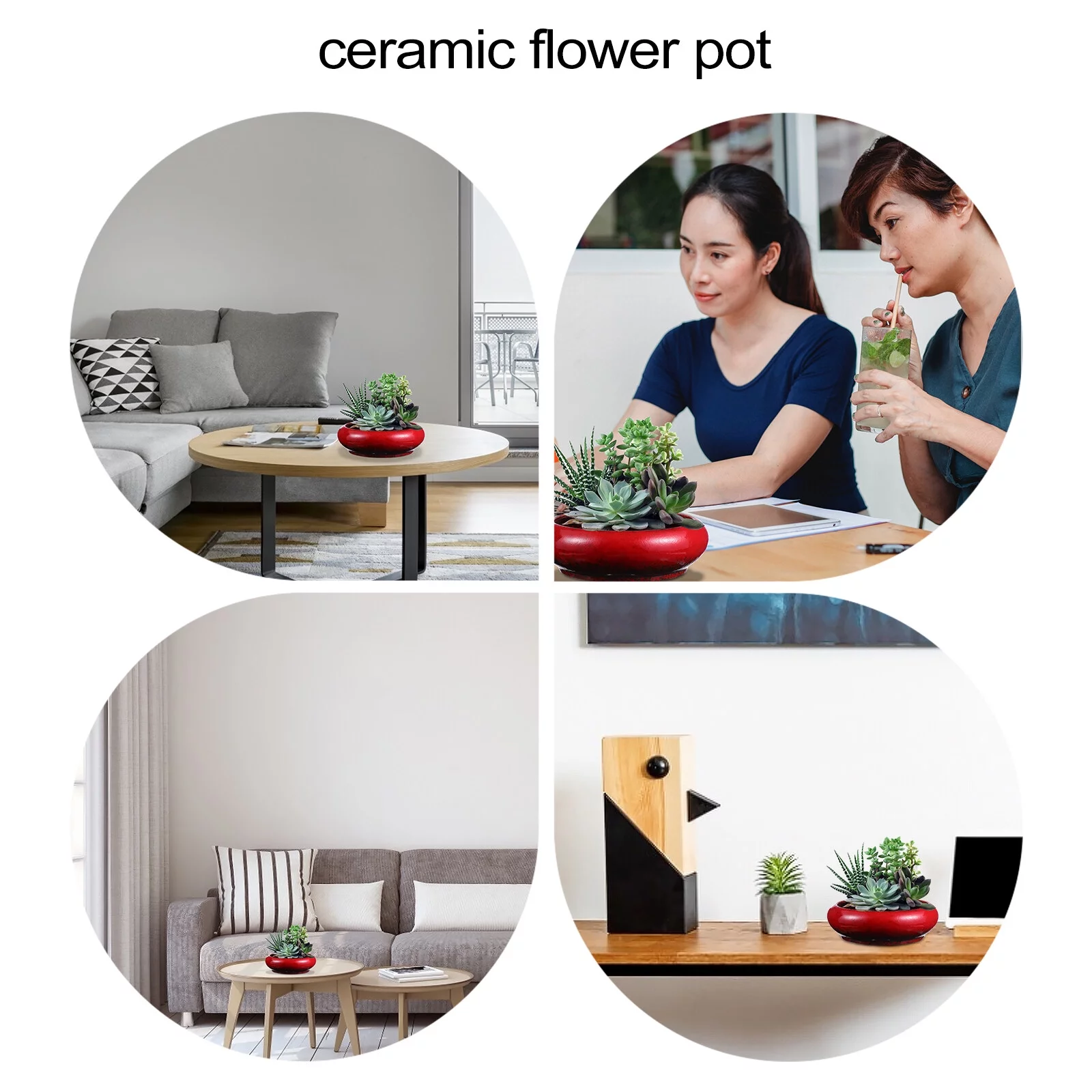 Gongxipen Retro Artistic Flower Pot Succulent Planter Bonsai Ceramic Planting Container