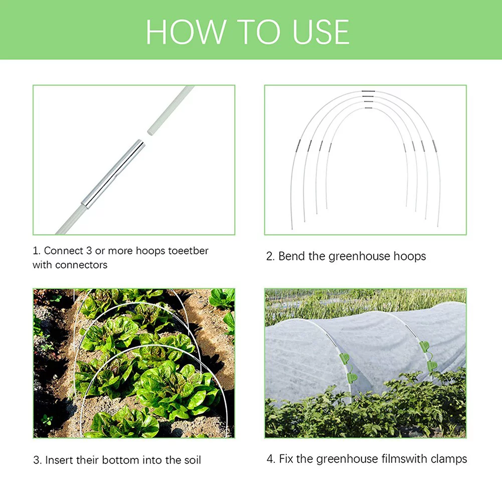 Greenhouse Hoops Set Gardening Folding Fiber Rod Set Garden Plant Hoop Grow