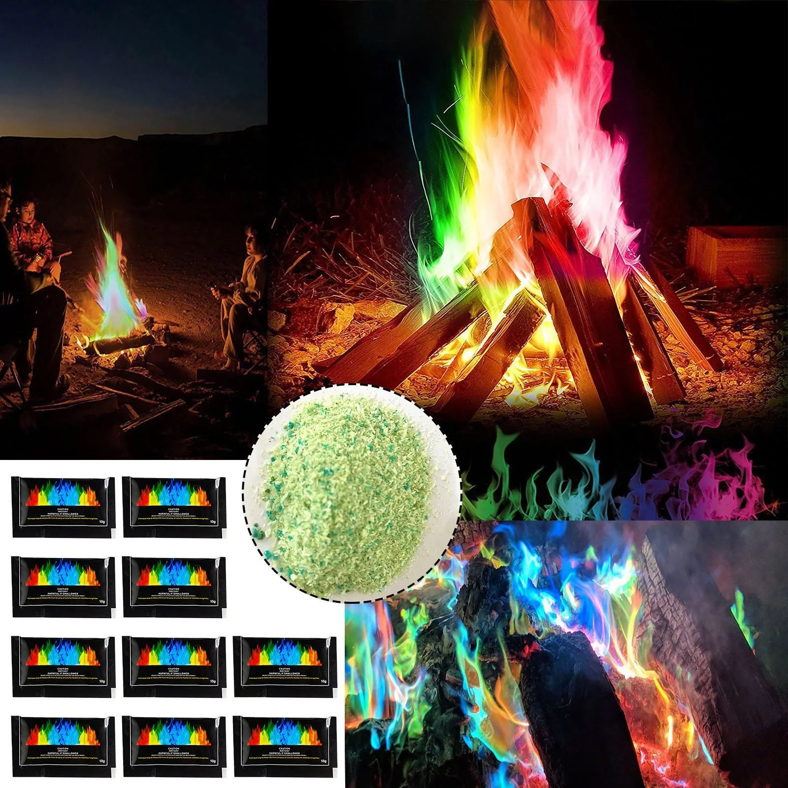 Colorful Flame Changing Powder Create Colorful Flames For Fire Outdoor Fireplace Festival Supplies 2er Pack Fun Toilet Paper Educational Games 1 Year Female Months Birthday 2 Years Educational