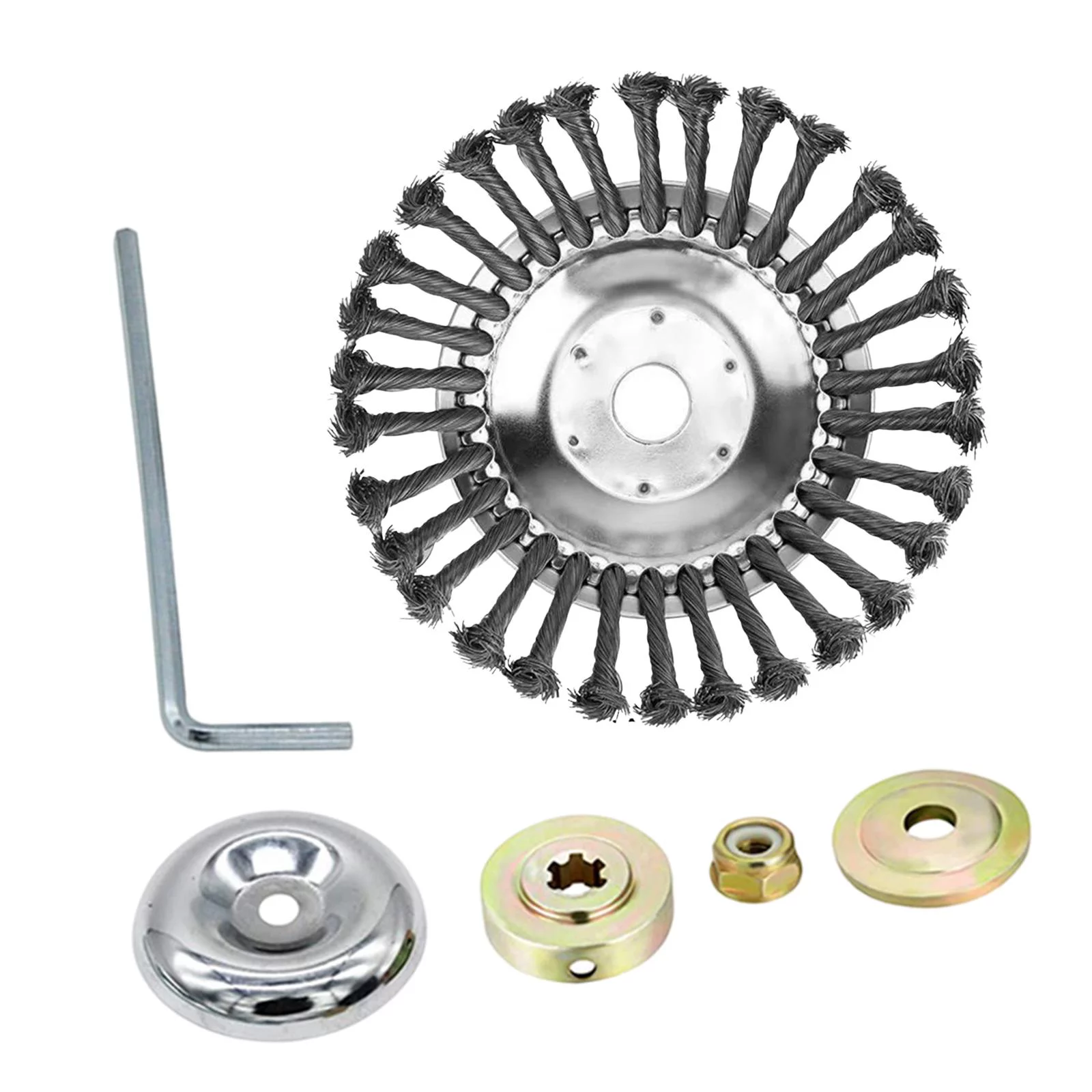 Rotary weeds Brush Joint, Grass Rust Removal, Garden Power Tools, Steel Wire Brush Cutter Strimmer Head 6inch