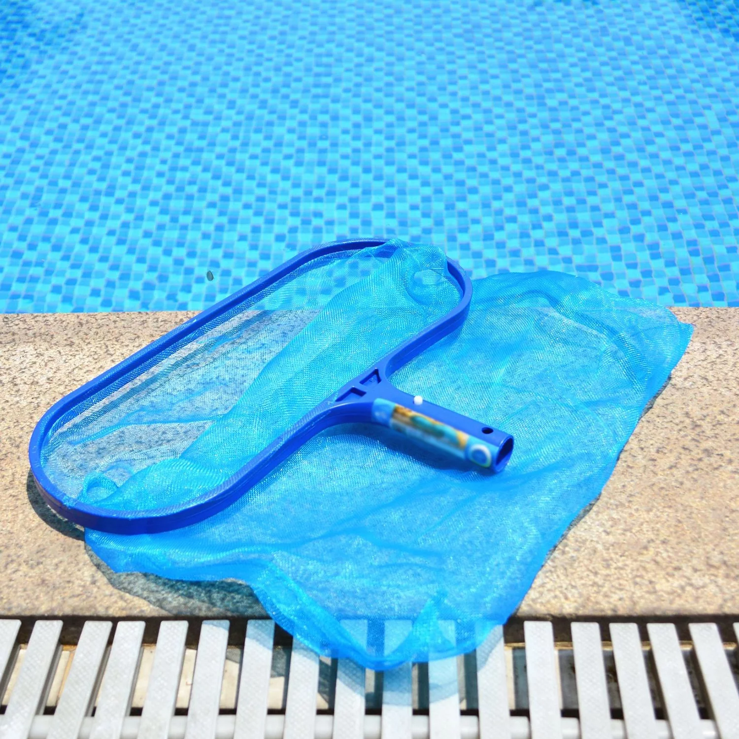 Pool Skimmer Net with Telescopic Pole Removal Rake Swimming Pool Ponds Fast Cleaning Tool with Heavy-Duty Aluminium Frames Deep Mesh Nets