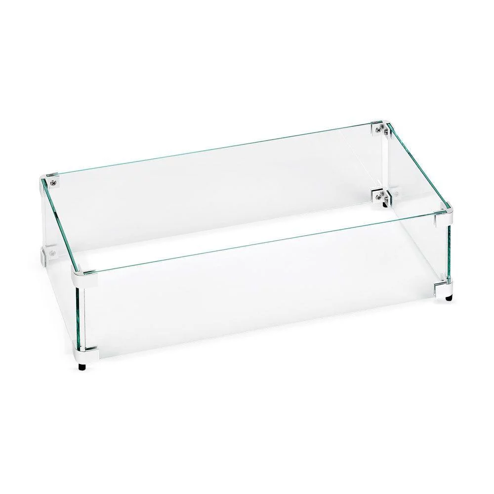 BBQGuys Signature Polished Glass Flame Guard For 24-Inch Rectangular Drop-In Fire Pit Pans - FG-AFPP-24