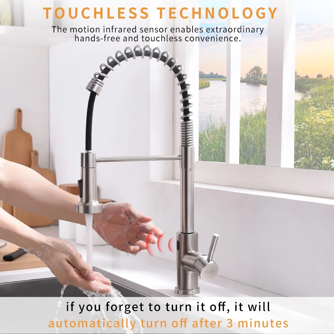 DremFaryoyo Touchless Kitchen Faucet Hands Free Automatic Smart Kitchen Faucet Black Smart Kitchen Faucet