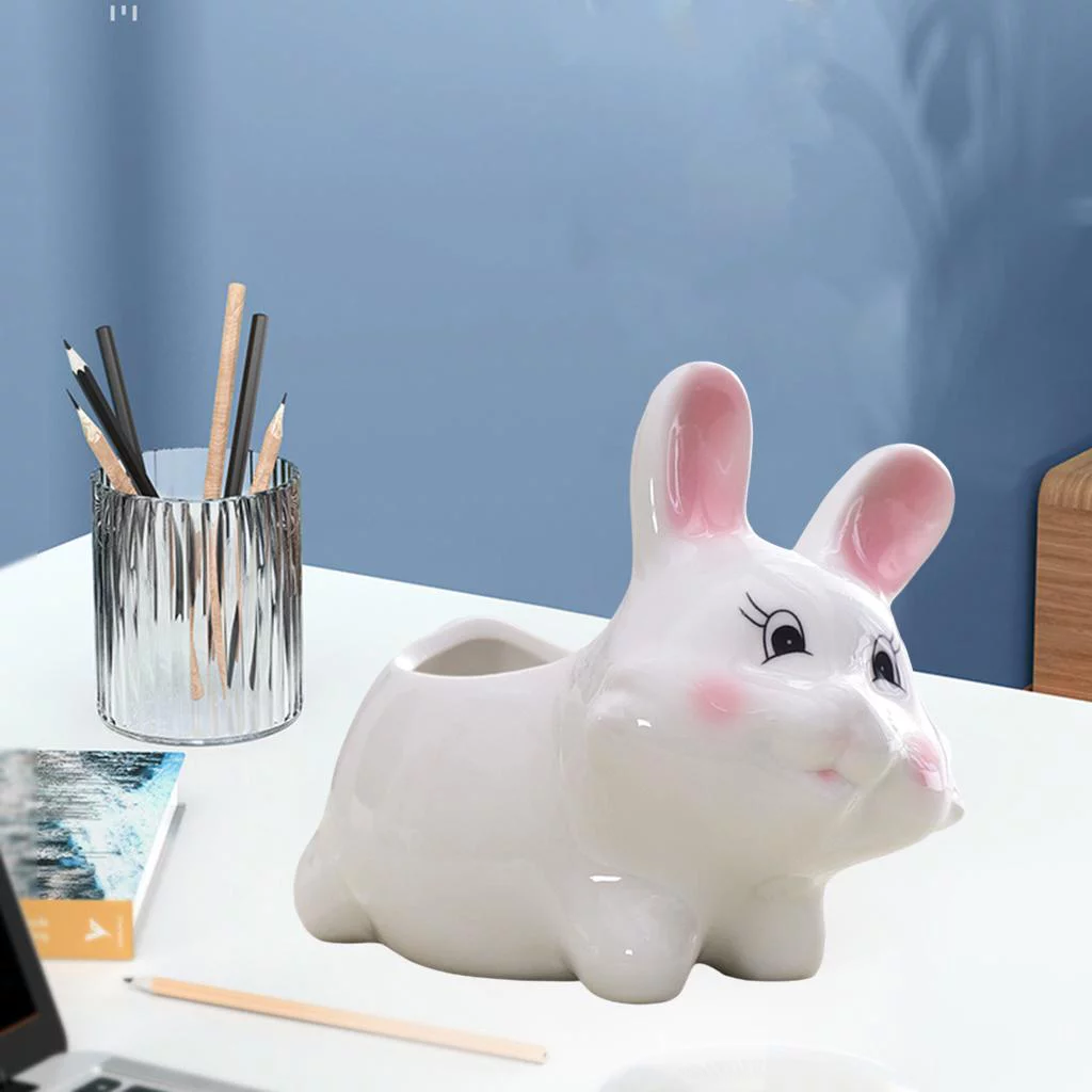 Bunny Pot Ceramic Flowing Glaze Base Serial Set Succulent Plant Pot Plant Pot Flower Pot Container Planter Bonsai Pots with Hole 6 in Set 13.8x10.6x12cm