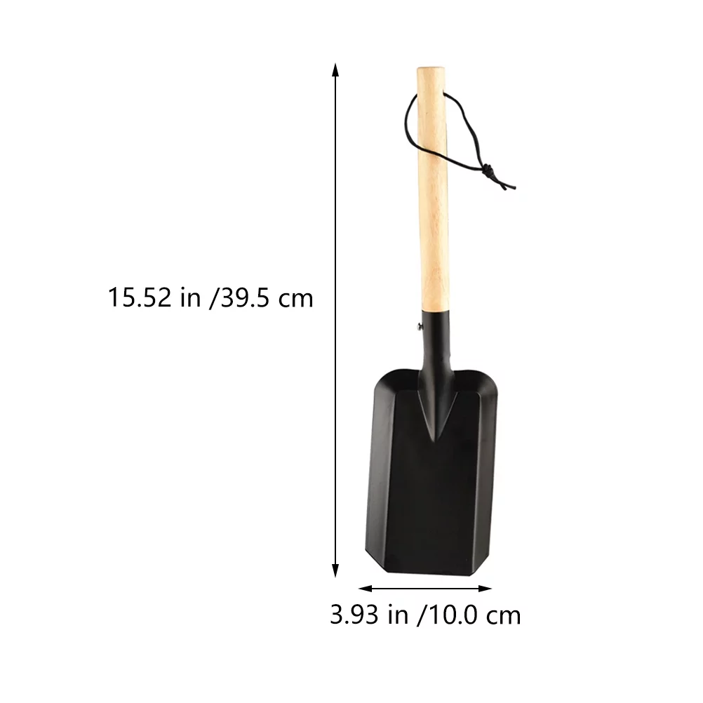 HOMEMAXS 2Pcs Outdoor Shovel Long Shovel Garden Planting Shovel Simple Wooden Shovel (Black)