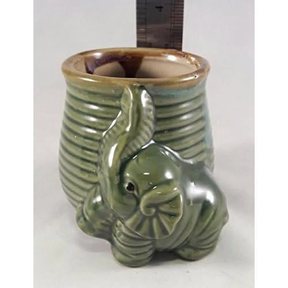 Small Elephant Ceramic Planter Pot, 3” Unique Design By