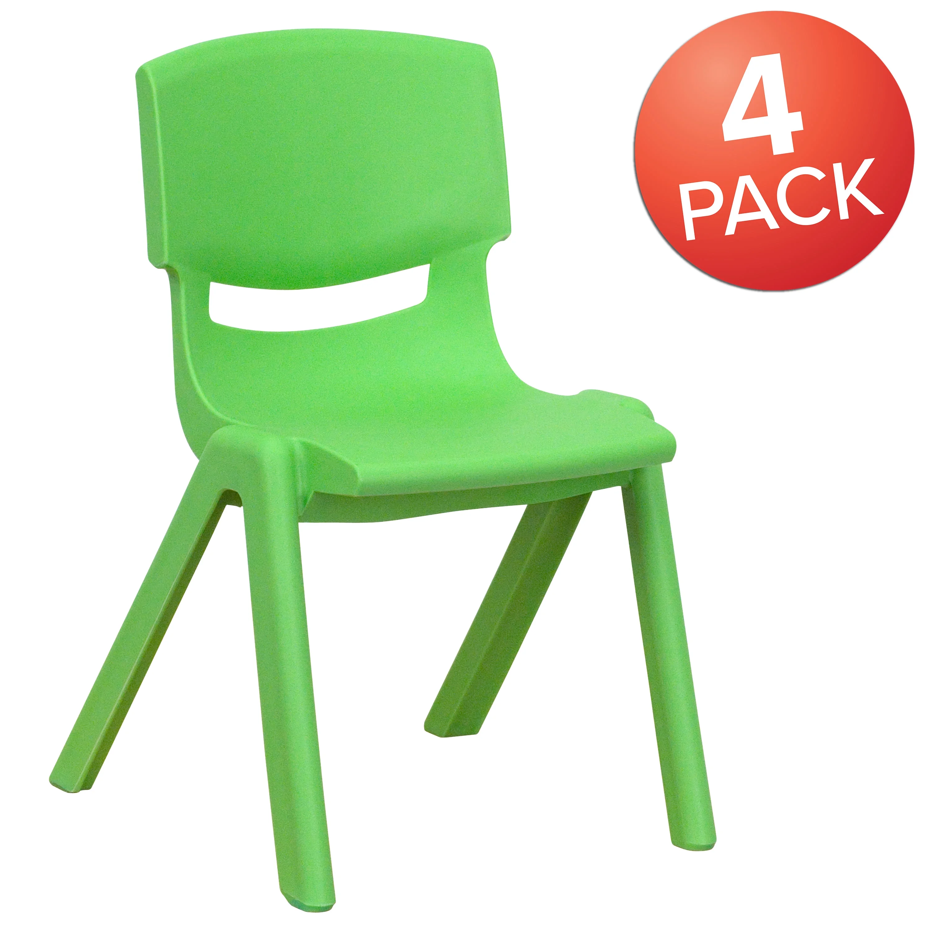 Emma + Oliver 4 Pack Green Plastic Stack School Chair with 12