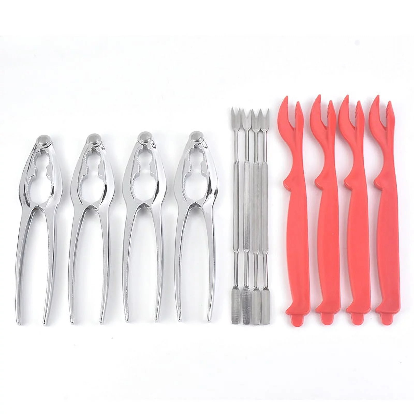 12Pcs Crab Claw Crackers and Tools Set, Seafood Tools Set Crab Leg Crackers and Picks Tools Including 2 Lobster Shell Crackers and 4 Seafood Forks Kit