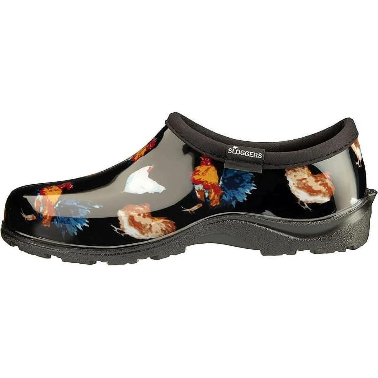 Sloggers Waterproof Garden Shoe for Women – Outdoor Slip-On Rain and Garden Clogs with Premium Comfort Support Insole, (Classic Chicken Black), (Size 8)