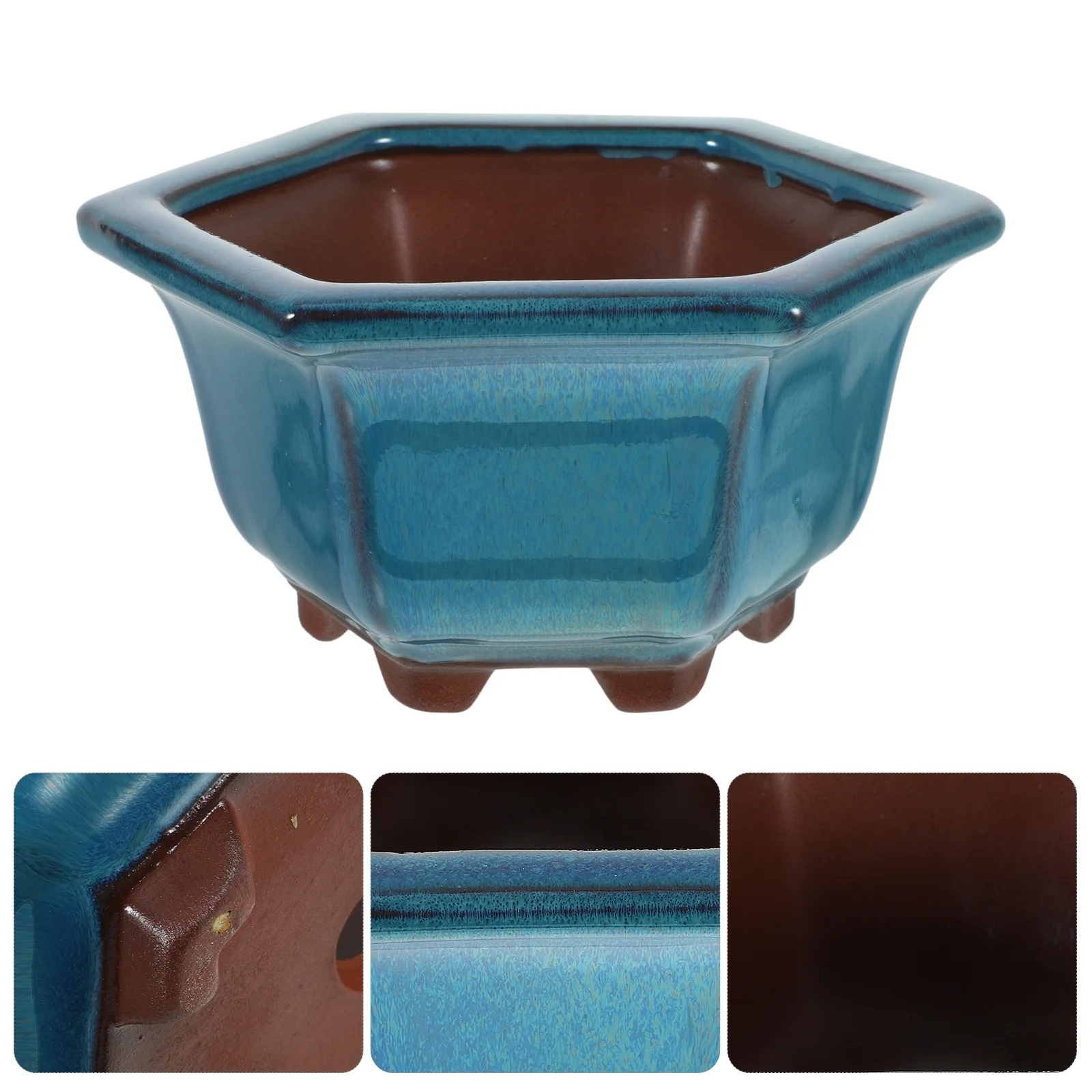 Gongxipen Simple Glazed Plant Pot Ceramic Succulent Flower Pot Home Bonsai Container