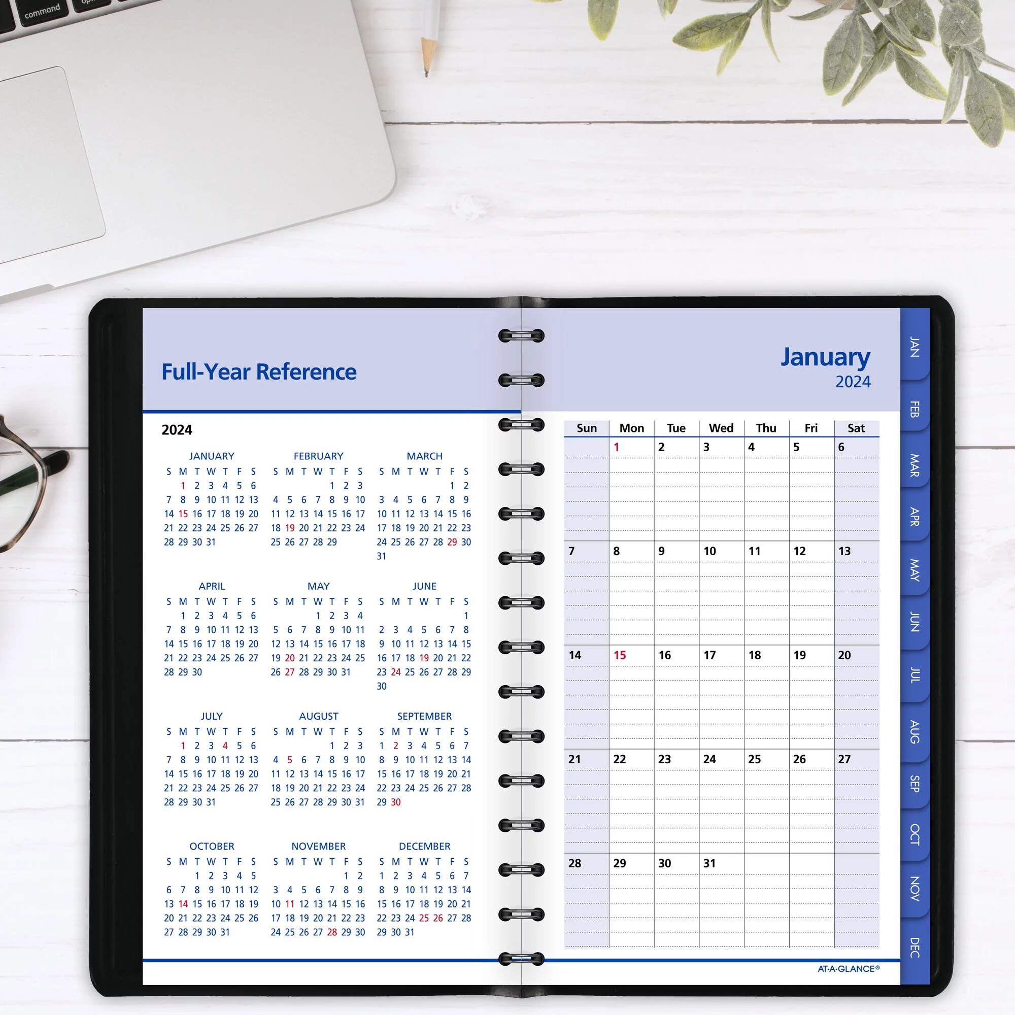 AT-A-GLANCE QuickNotes 2024 Daily Monthly Appointment Book Planner Black Small 5
