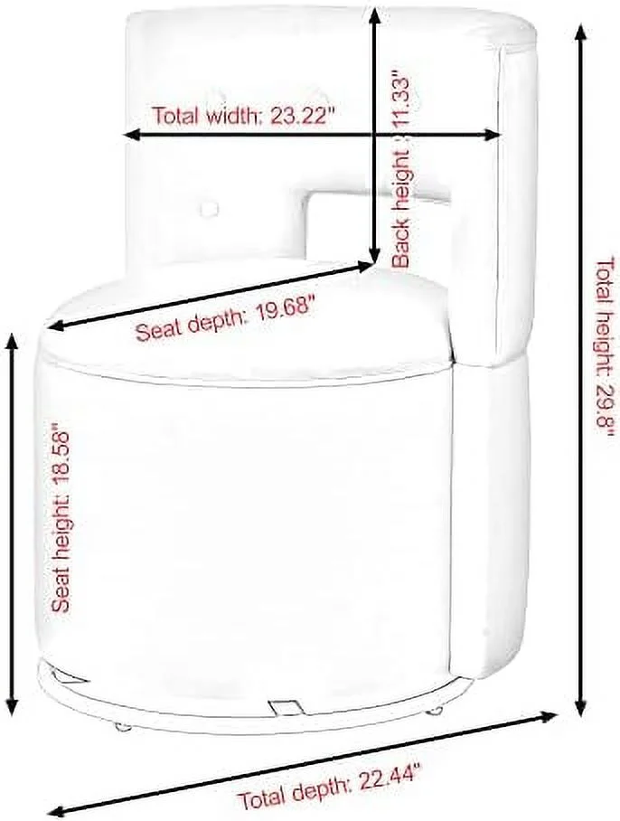 ASDRFYU Round Swivel Chair with  Under Seat  Button Bucket Back Small Comfy Chair  Back Cushion Included (Beige)