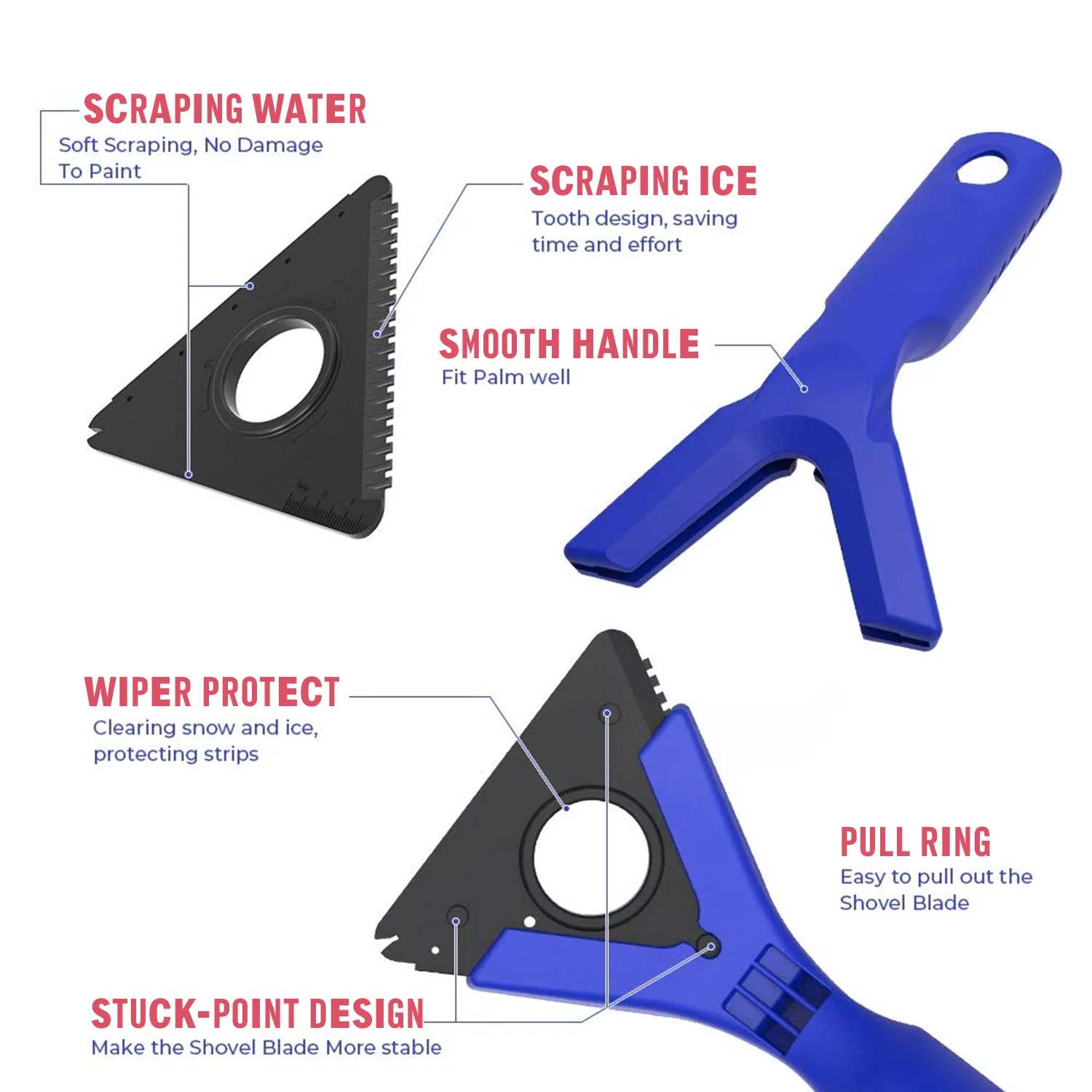 Car Snow Brush and Ice Scraper, 39 to 49 Extendable Snow Broom for Small Car with Soft Grip, Pivoting Head and Detachable Car Ice Scraper (Blue)