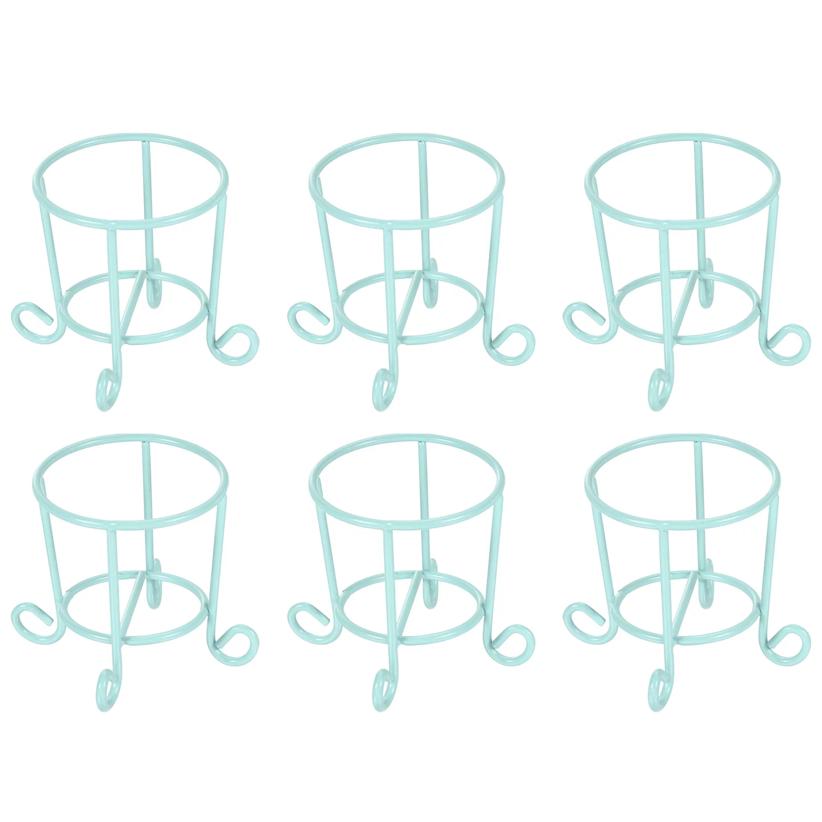 Uxcell Air Plant Holder Organizer, 6Pcs Round Shape Flower Pot Display Container for Home Bedroom Office Decor, Blue