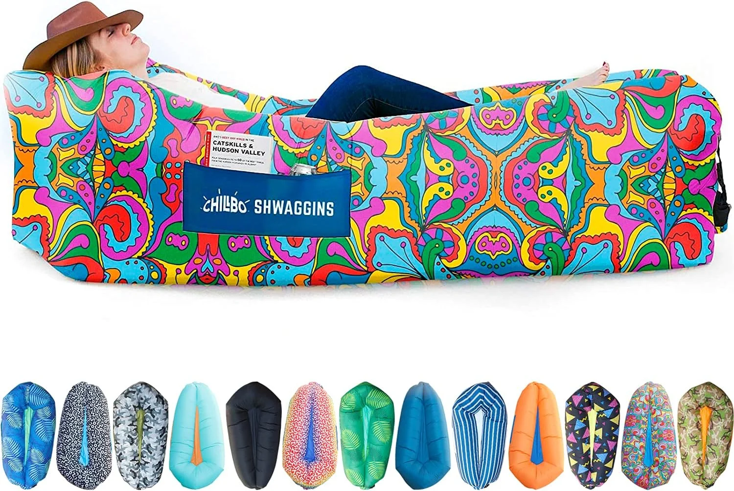 Chillbo Shwaggins Inflatable Couch \u2013 Cool Inflatable Lounger Easy Setup is Perfect for Beach Gear  Camping Fun and Festival Accessories.