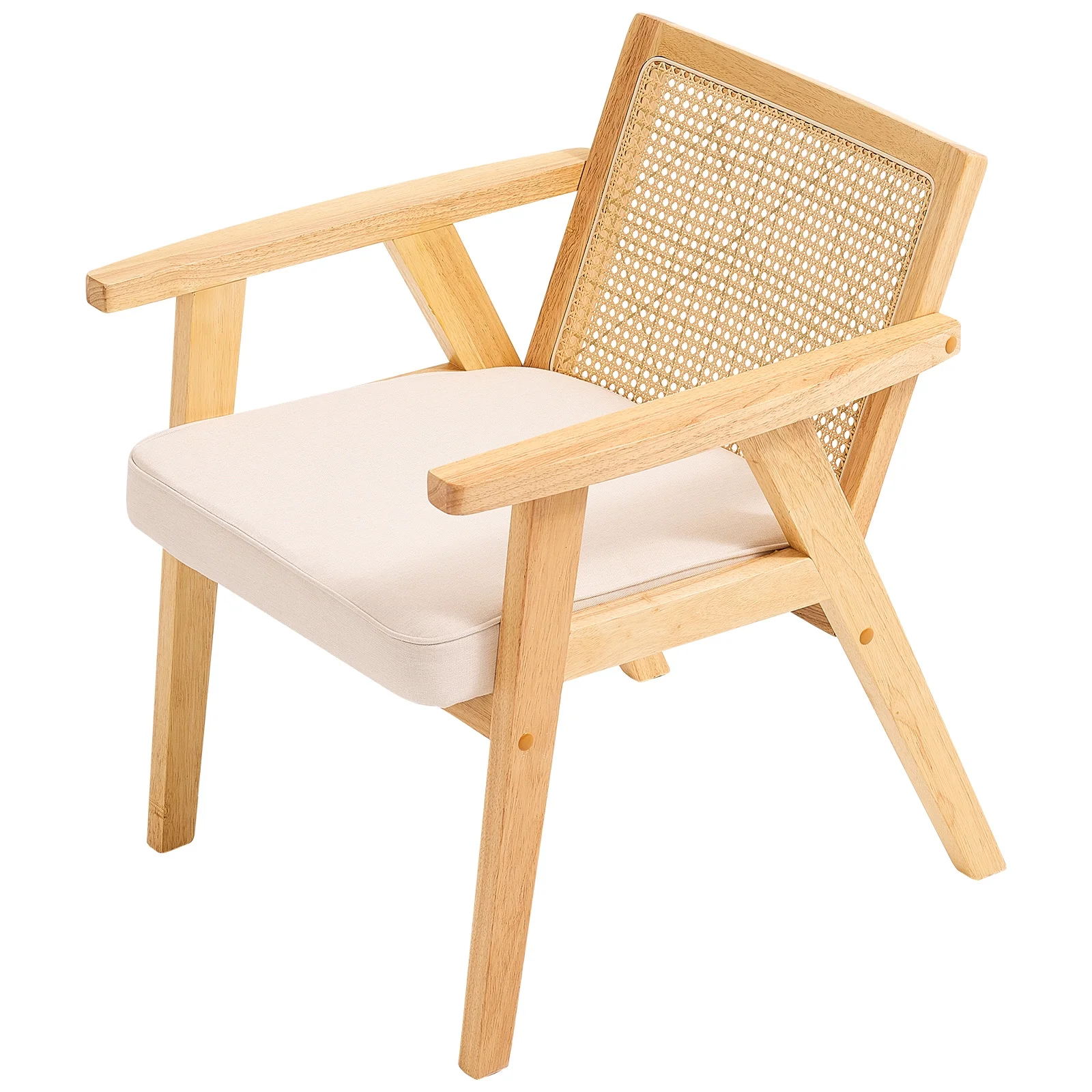 SKYSHALO 1 Piece Rattan Chair Patio Furniture Chair Outdoor with Cushion Armrests