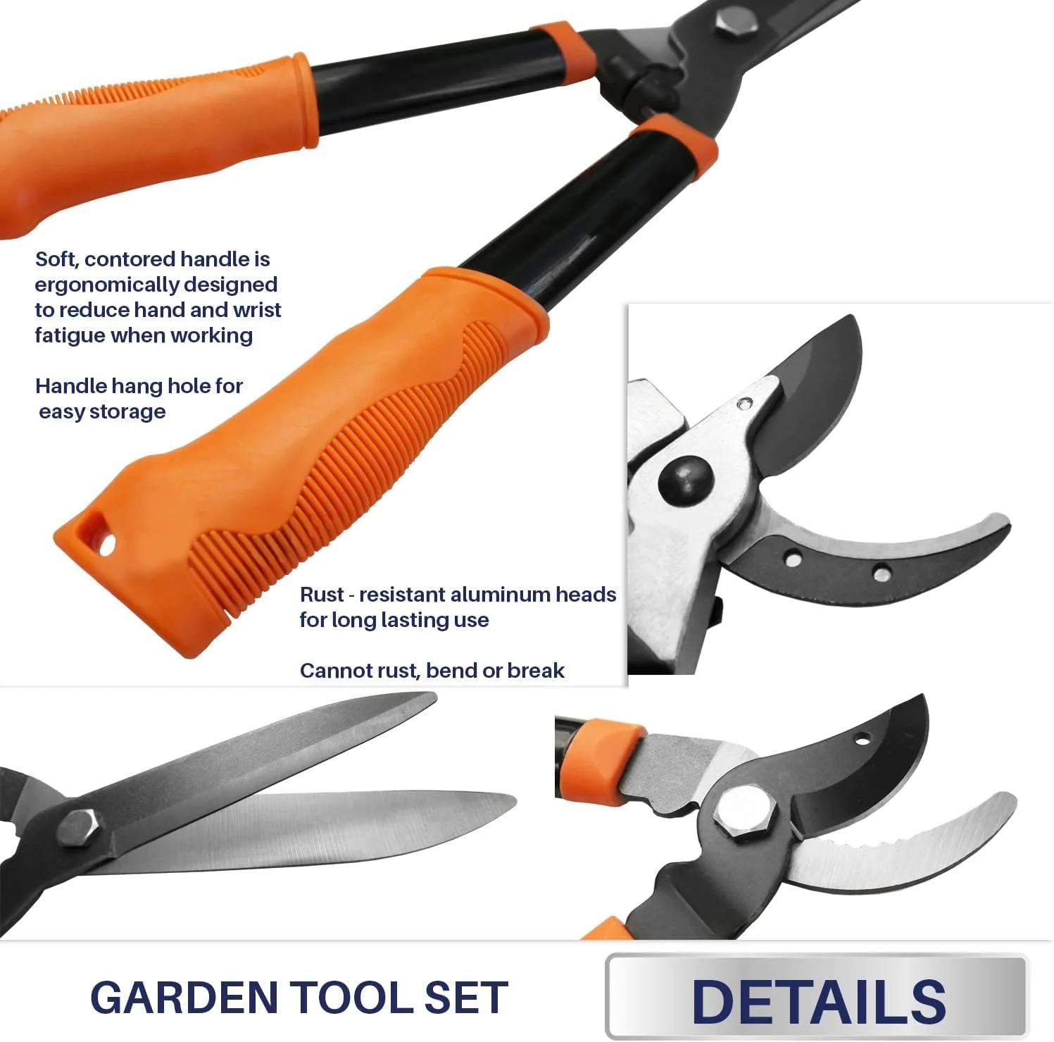 3 Piece Combo Garden Tool Set with Lopper, Hedge Shears and Pruner Shears, Tree & Shrub Care Kit…