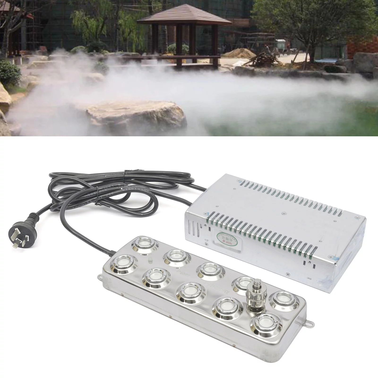Wuzstar Waterproof Ultrasonic Mist Maker 10 Head Air-Cooled Fogger Water Fountain Pond Atomizer 360W