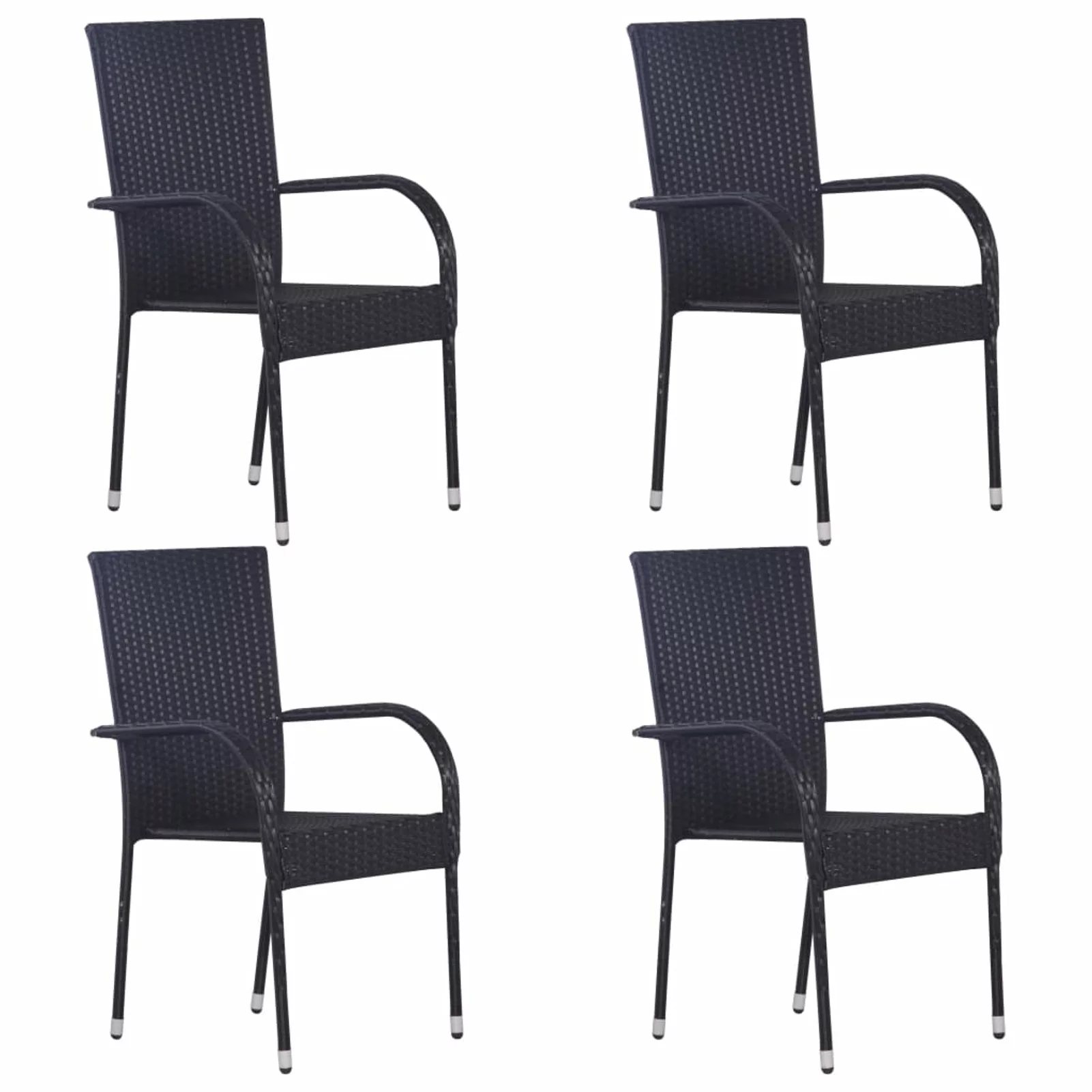 Walmeck 5 Piece Patio Dining Set Poly Rattan Black